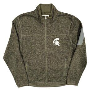 Michigan State Spartans MSU NCAA Football Full Zip Fleece Sweater Brown Large
